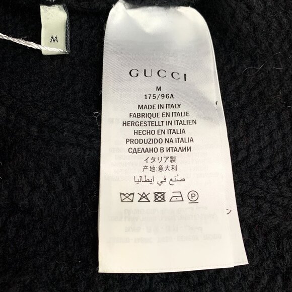 Gucci Black Wool Striped V-Neck Long-Sleeve Knitted Cardigan M Made In Italy - Picture 4 of 7